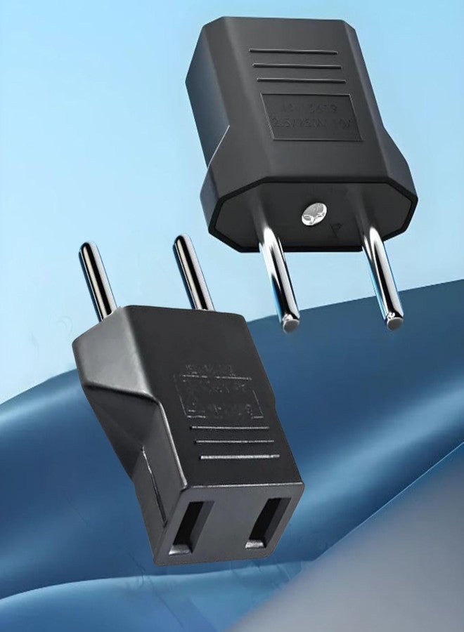 VAYINATO® 2 Pin Plug Socket Adaptor (Flat Plug) China, Thailand, Europe, Taiwan, Japan, Italy, Korea and Indonesia to India by Petzlifeworld (2 Pcs-Black) - Image 1